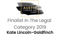 Austin Under 40 Awards Finalist In Legal Category 2019 Kate Lincoln Goldfinch
